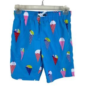 Maamgic Blue Ice Cream Print Drawstring Mesh Brief Swim Trunks Boy's‎ Size 10 12